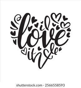 Happy Valentine's Day Silhouette Typography Vector Design with This Text "Love" 