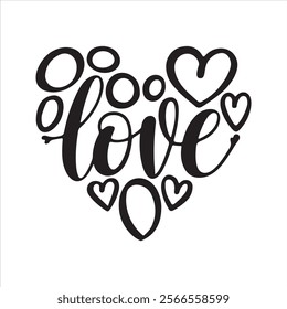 Happy Valentine's Day Silhouette Typography Vector Design with This Text "Love" 