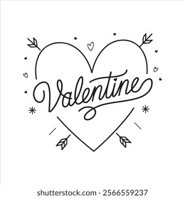 Happy Valentine's Day Silhouette Typography Vector Design with This Text "Valentine" 
