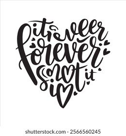Happy Valentine's Day Silhouette Typography Vector Design with This Text "Forever" 