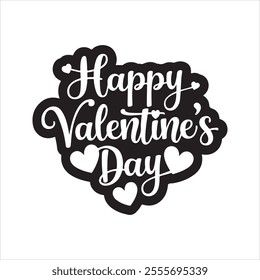 Happy Valentine's Day Silhouette Vector Typography Isolated.