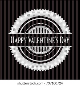 Happy Valentine's Day silver shiny emblem