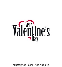 Happy Valentines Day simple logo template with cut heart shape. Banner design for Valentines Day.