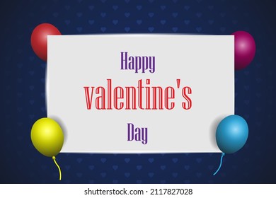 Happy valentines day simple poster design Abstract background in blue color vector illustration.