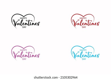 "happy valentines day" simple, red, black, pink, blue color typography. used for logo, print, banner, card wish