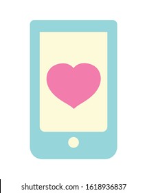 happy valentines day, smartphone application heart love romance icon vector illustration