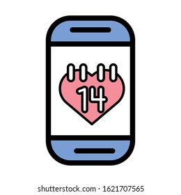 happy valentines day smartphone with heart vector illustration design