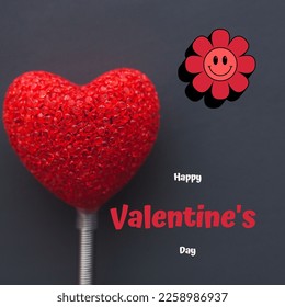 Happy valentines day smile vector illustrtion on grey