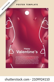 happy valentines day social media poster banner flyer pattern event abstract layout illustration background february party wallpaper template label backdrop modern vector design sale red romantic red
