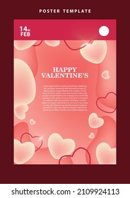 happy valentines day social media poster banner flyer pattern event abstract layout illustration background february party wallpaper template label backdrop modern vector design sale red romantic red