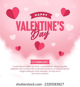 Happy Valentine's Day social media post template with Beautiful ornament of love