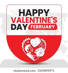 happy VALENTINE'S DAY social media post Vector Illustration on february