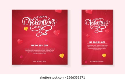 happy Valentine's day social media post Design promotional discount sale post,business offer, banner, story template design with Floating Hearts
