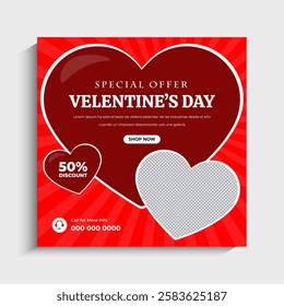 Happy Valentine's Day Social Media post or web banner template