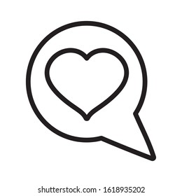 happy valentines day, speech bubble heart love message vector illustration thick line