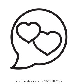 happy valentines day, speech bubble hearts love message vector illustration thick line