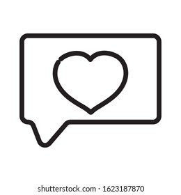 happy valentines day, speech bubble heart love message vector illustration thick line