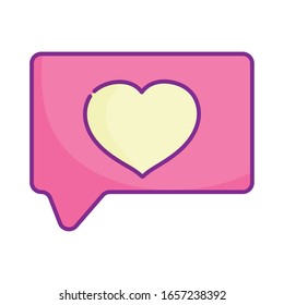 happy valentines day, speech bubble heart love message vector illustration