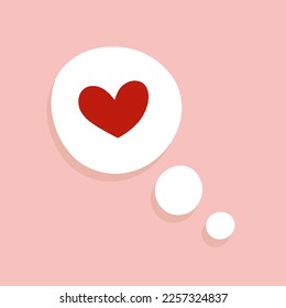 Happy Valentine's Day. Speech bubble with heart shape. Hand drawn doodle. Vector illustration, flat design