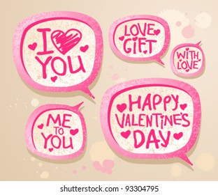 Happy Valentine`s day speech bubble icons.