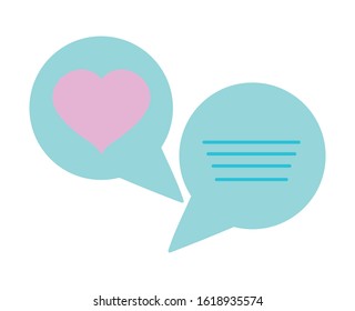 happy valentines day, speech bubbles heart love passion message vector illustration