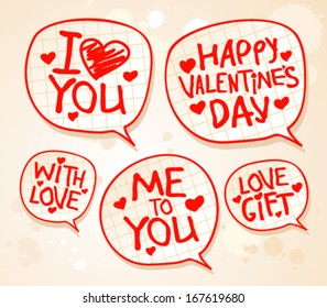 Happy Valentine`s day speech bubbles. Can be used as background or some icons