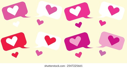 happy valentines day, speech bubbles hearts love romantic decoration celebration vector illustration