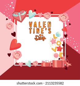 cuadro cuadrado de día de feliz San Valentín