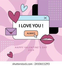 Happy valentine's day. Valentine's square vector design template. Greeting cards, posters, and social media template.