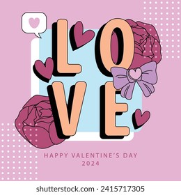 Happy valentine's day. Valentine's square vector design template. Greeting cards, posters, and social media template.