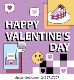 Happy valentine's day. Valentine's square vector design template. Greeting cards, posters, and social media template.