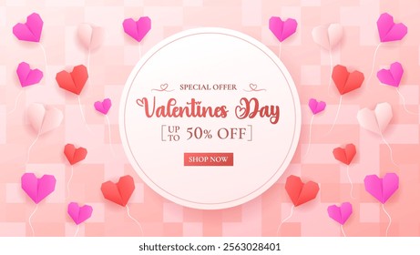 Happy Valentine's Day with stage podium embellished with heart-shaped decorations. ideal for showcasing products, cosmetics, advertisements.