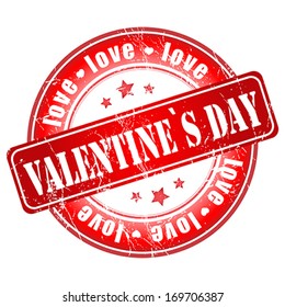 Happy Valentines Day stamp for  card or background. 14  February. I Love You.  Vector illustration.