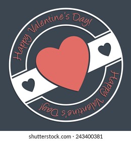 Happy Valentine's Day stamp design on dark background