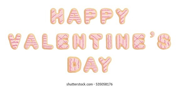 Happy Valentine's day. Strawberry cookies inscription