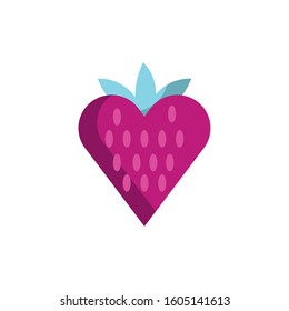 happy valentines day strawberry heart icon vector illustration design