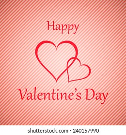 happy valentine's day with stripe line pattern on sweet pink background (vector) 