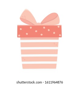 happy valentines day striped gift box hearts love vector illustration