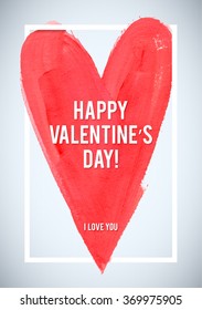 HAPPY VALENTINE'S DAY. Stroke heart and white border greeting card. Love  Typographical Poster Template, vector design