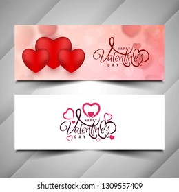 Happy Valentine's day stylish banner set