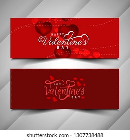 Happy Valentine's day stylish love banner set