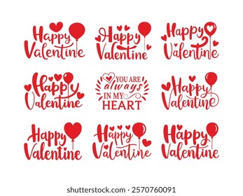 
Happy Valentines day svg" bundle, hand drawn typography T-shirt design vector