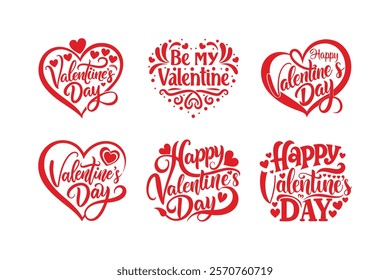 Happy Valentines day svg" bundle, hand drawn lettering vector illustration