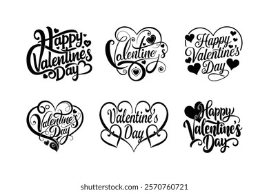 Happy Valentines day svg" bundle, hand drawn lettering vector illustration