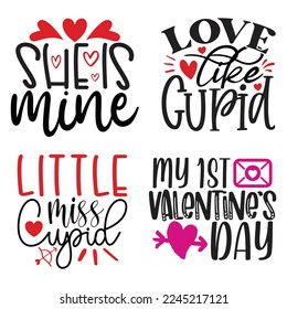 Happy Valentine's Day SVG And T-shirt Design Bundle, Valentines Day, Happy valentine, Love Heart, Loveday, Cupid, Valentine Quote Design Bundle. Can you download this designs bundle.