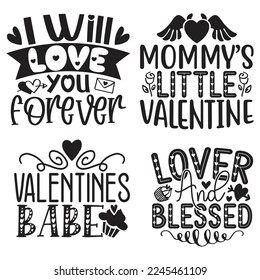 Happy Valentine's Day SVG And T-shirt Design Bundle, Love Hearts Bundle vector File. Happy Valentine's day Bundle vector card. Happy Valentines Day Bundle lettering on a white background.