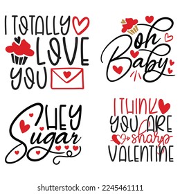 Happy Valentine's Day SVG And T-shirt Design Bundle, Love Hearts Bundle vector File. Happy Valentine's day Bundle vector card. Happy Valentines Day Bundle lettering on a white background.