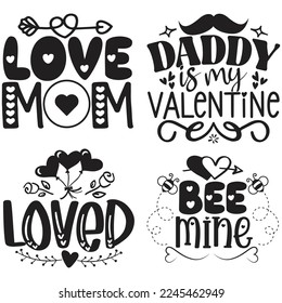 Happy Valentine's Day SVG And T-shirt Design Bundle, Love Hearts Bundle vector File. Happy Valentine's day Bundle vector card. Happy Valentines Day Bundle lettering on a white background.
