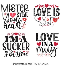 Happy Valentine's Day SVG And T-shirt Design Bundle, Valentines Day, Happy valentine, Love Heart, Loveday, Cupid, Valentine Quote Design Bundle. Can you download this designs bundle.