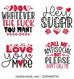 Happy Valentine's Day SVG And T-shirt Design Bundle, Love Hearts Bundle vector File. Happy Valentine's day Bundle vector card. Happy Valentines Day Bundle lettering on a white background.